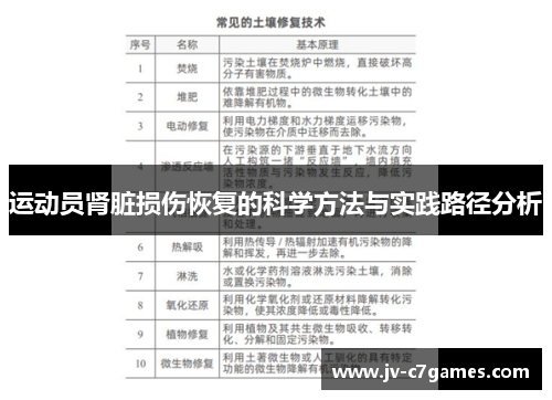 运动员肾脏损伤恢复的科学方法与实践路径分析